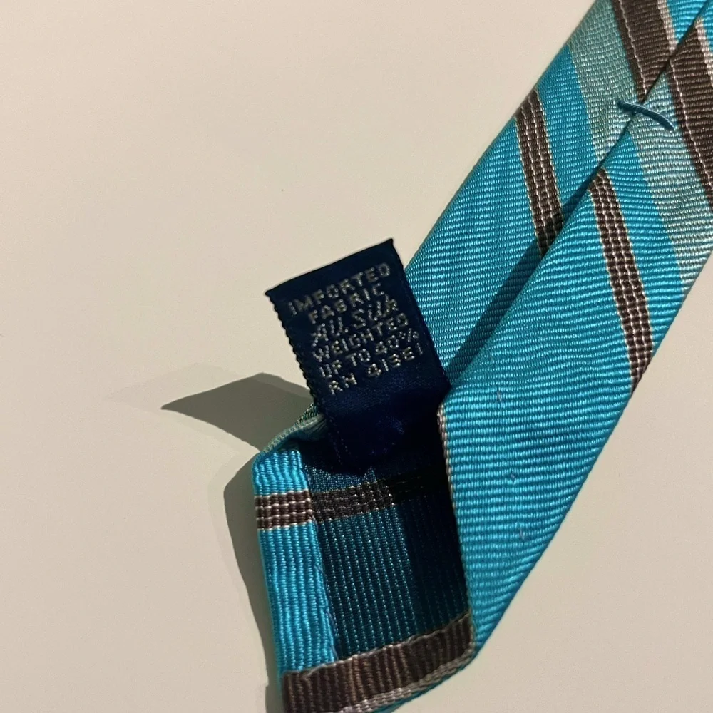 Polo Ralph Lauren Vintage Style Blue & Brown Preppy Silk Tie Hand Made in Italy